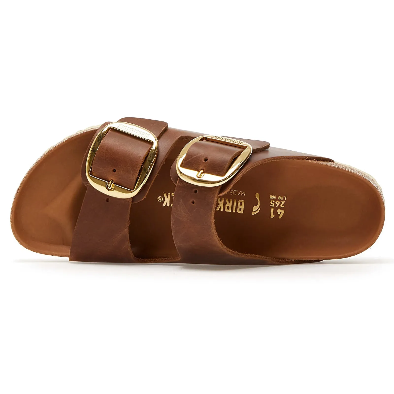 Arizona Big Buckle Oiled Leather Unisex Slides Sandals - UK 5.5 - US 8 Women / 6 Men - EU 39