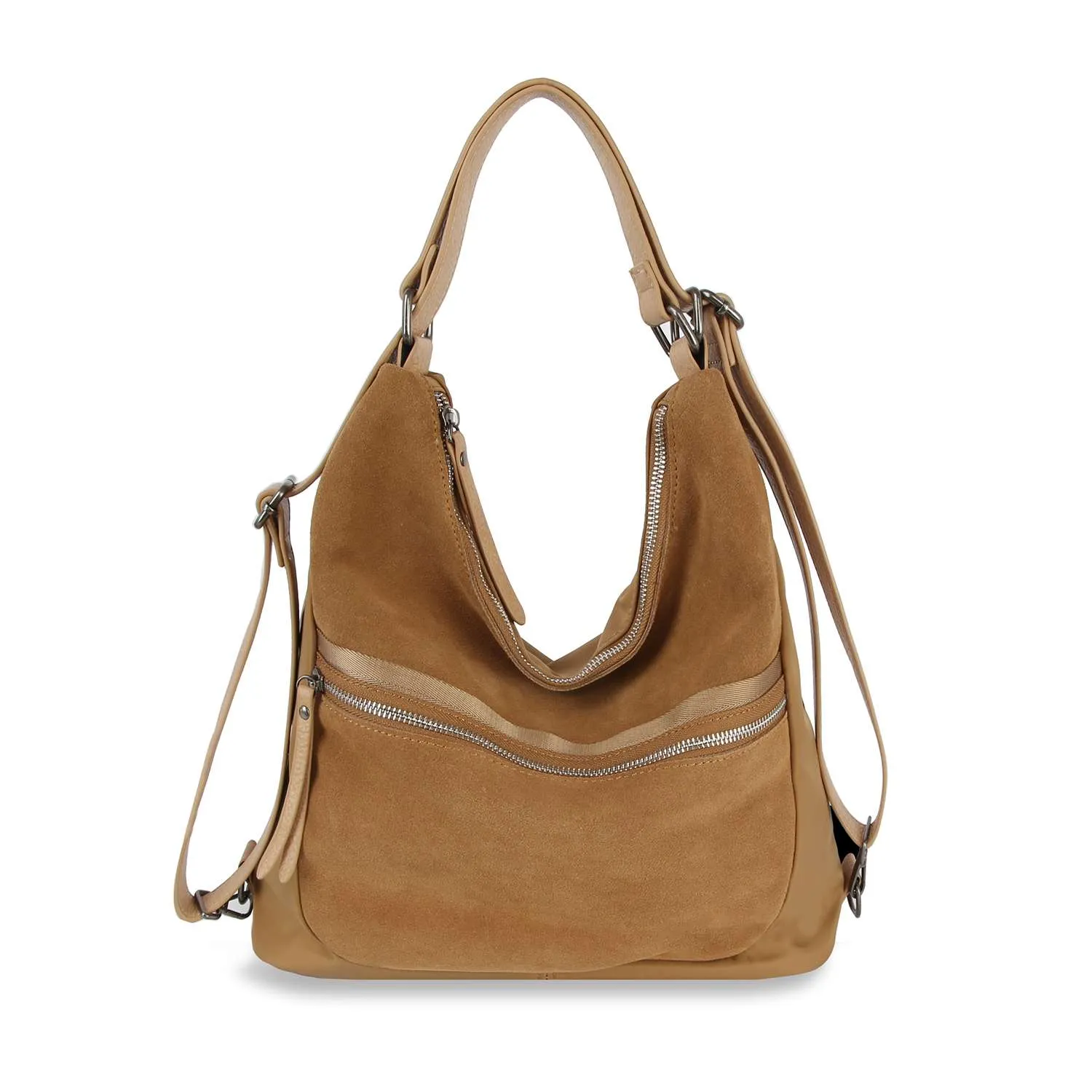 Genuine Leather Convertible Hobo Backpack