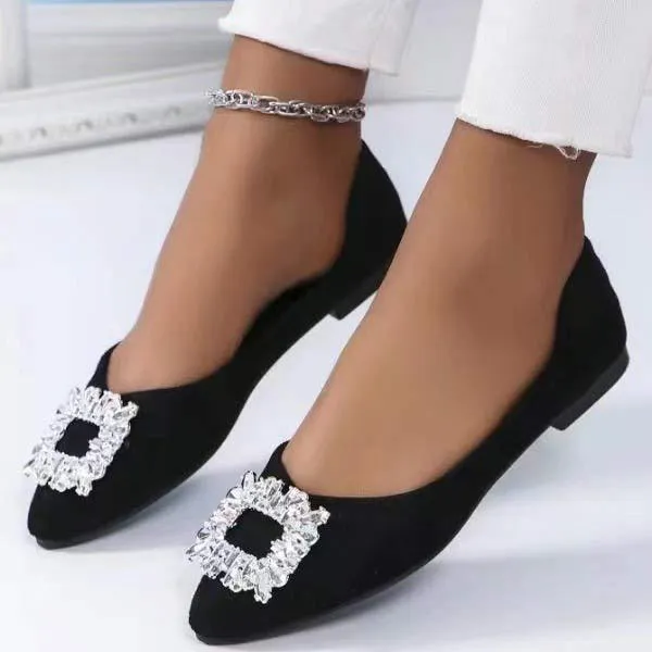 Women's Rhinestone Pointed-Toe Ballet Flats 18421064C